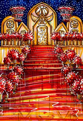 红金色手绘步骤图