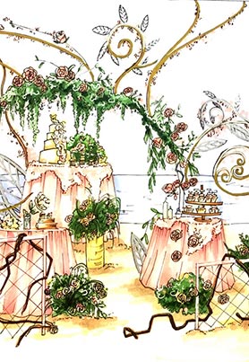 合影区纸面手绘