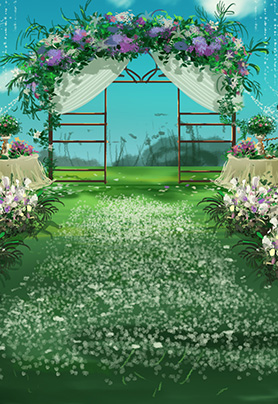 户外清新婚礼-电脑手绘