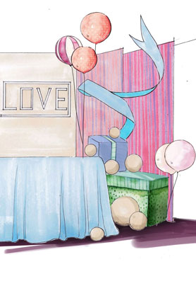 区域上色及户外场景线稿步骤