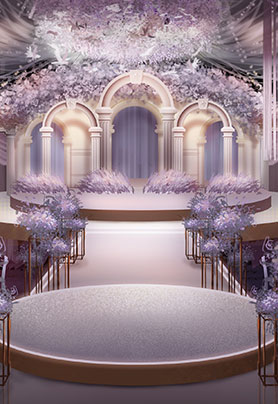 新粉紫色婚礼手绘