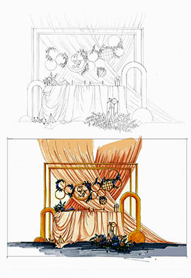 室内签到区线稿