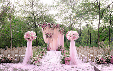 温柔海岛粉色花海婚礼