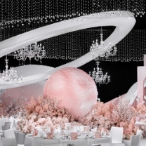 真实婚礼 | 一场以月球星轨为迹的粉雾海婚礼