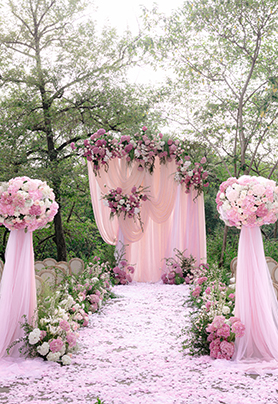 温柔海岛粉色花海婚礼